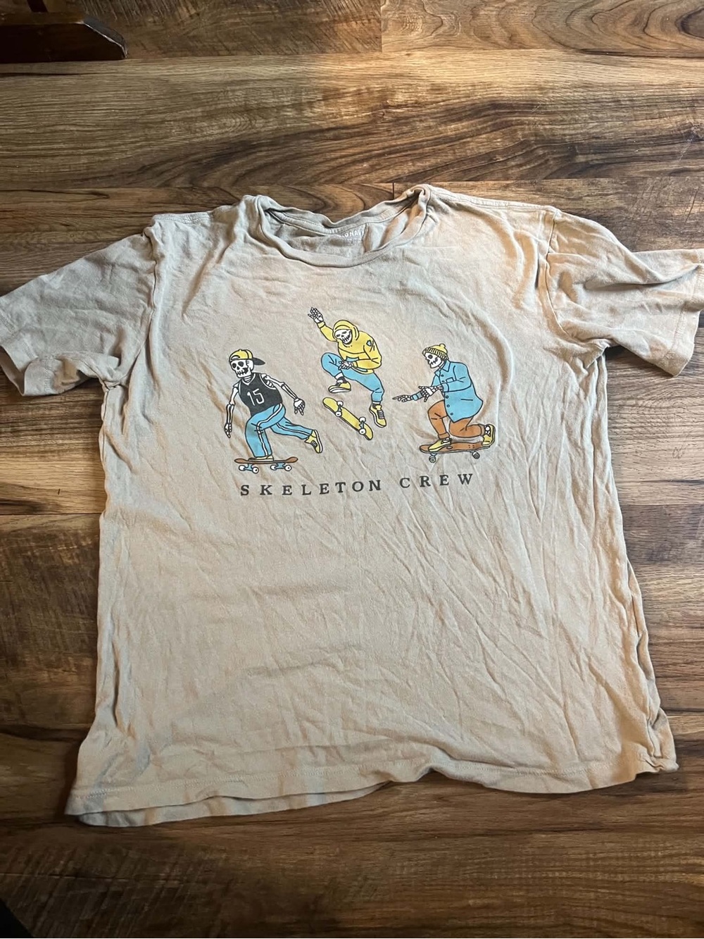 Old Navy Beige 'Skeleton Crew' Skate Graphic Tee